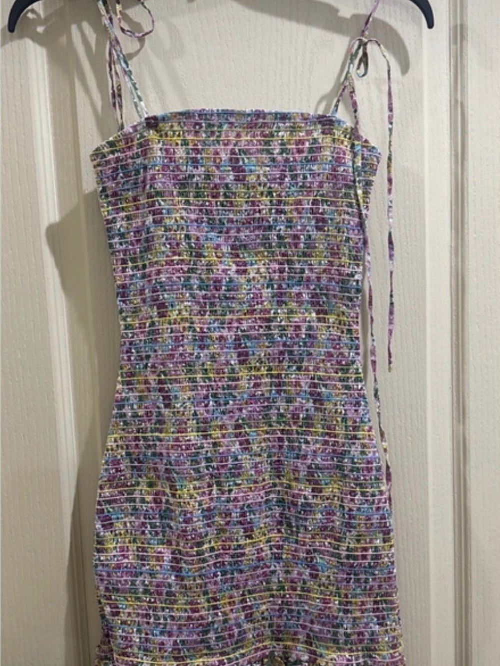 Storia Lavender Multi-Color Smocked Mini Dress